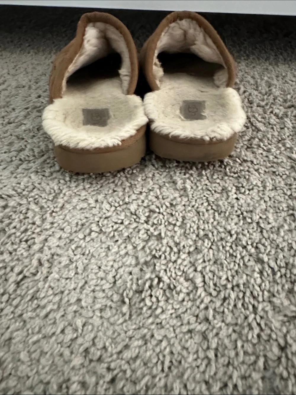 UGG Chestnut Suede Shearling-Lined Slip-On Clogs